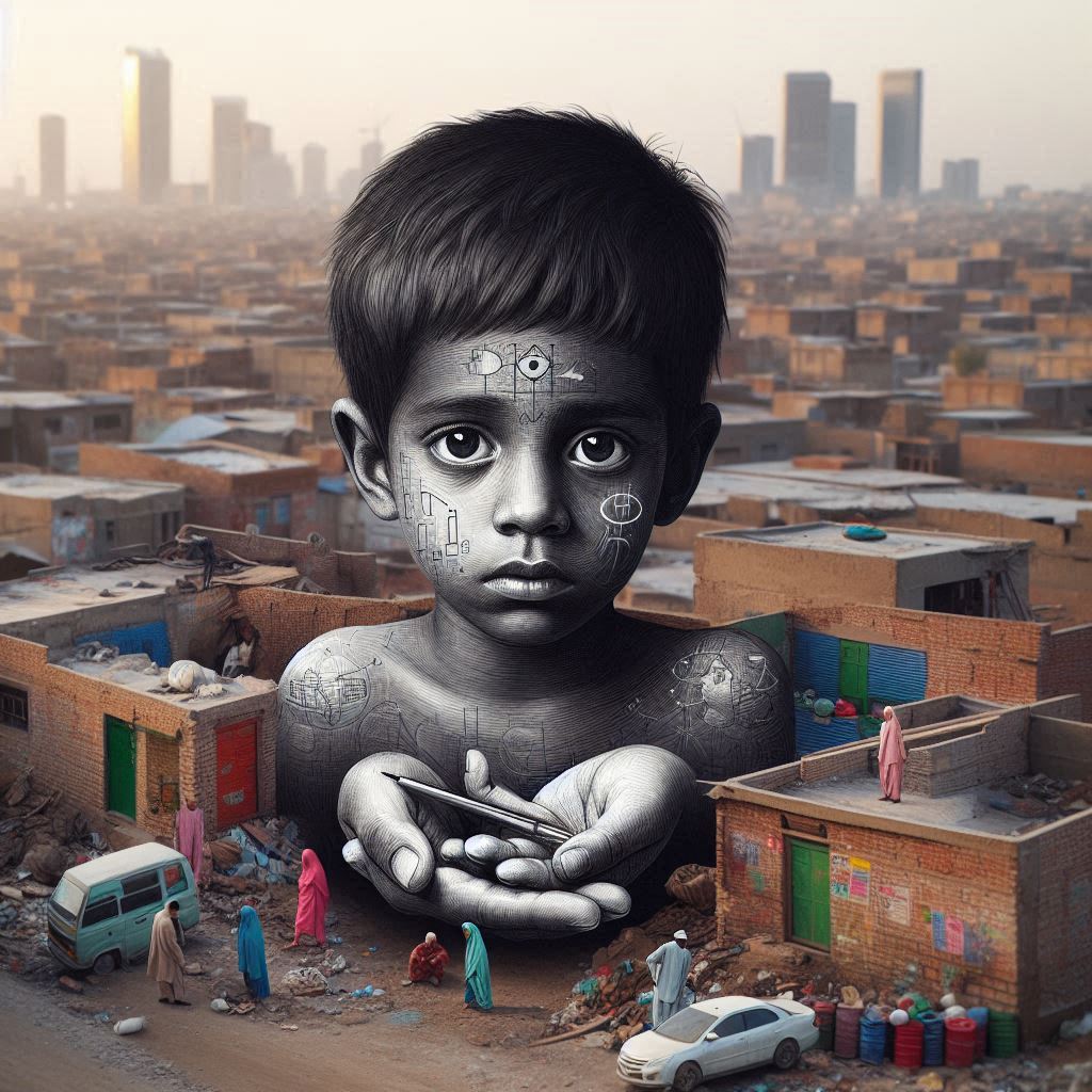 portrait image of poverty representing Education for Needy and Health for Needy with poor children in slum areas of Pakistan
